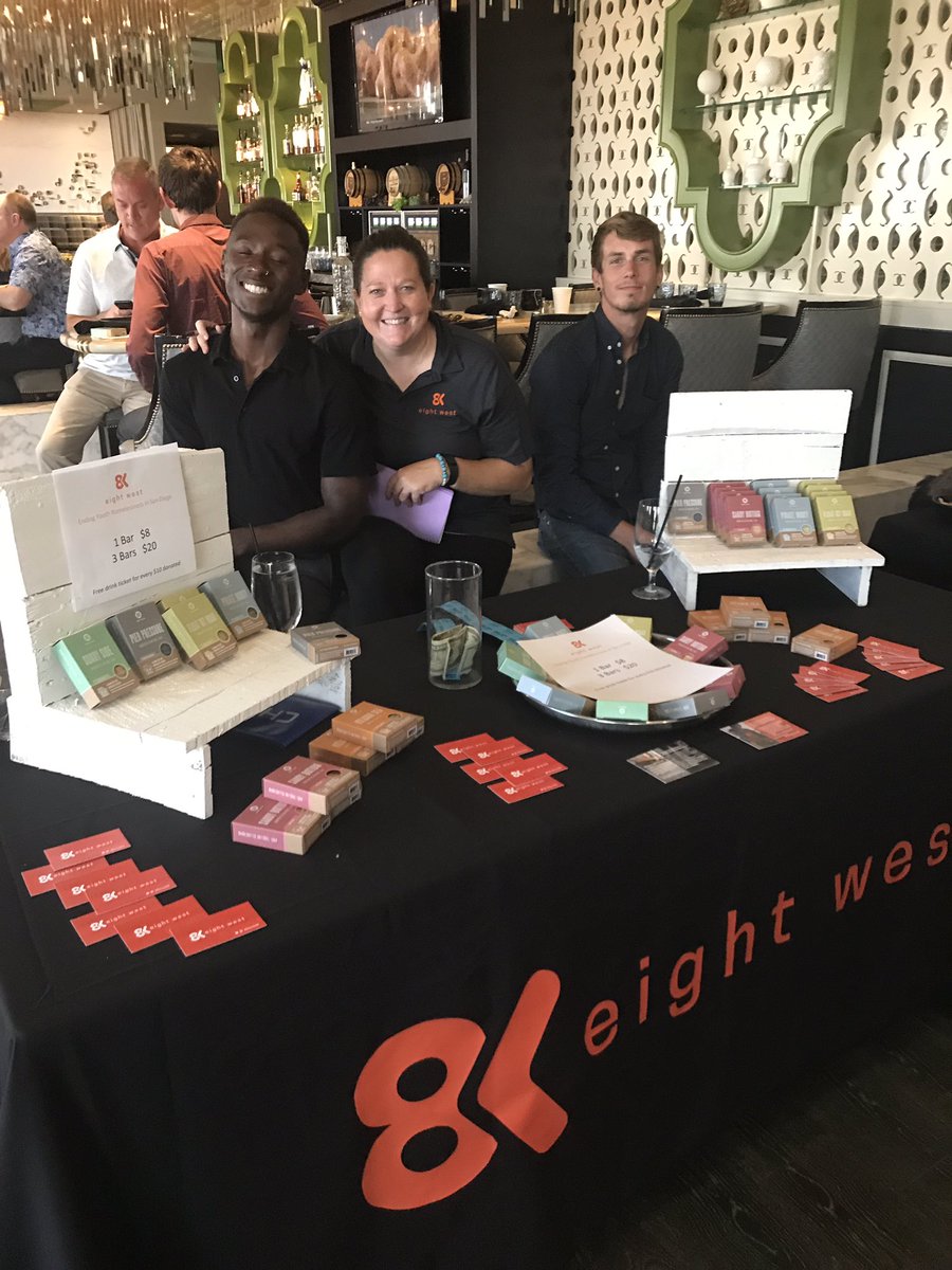 8WestUSA's tweet photo. The team raising awareness and selling soap at The University Club downtown #sandiego #endyouthhomelessness #Jobs @UrbStreetAngels https://t.co/pxUTSaHaad