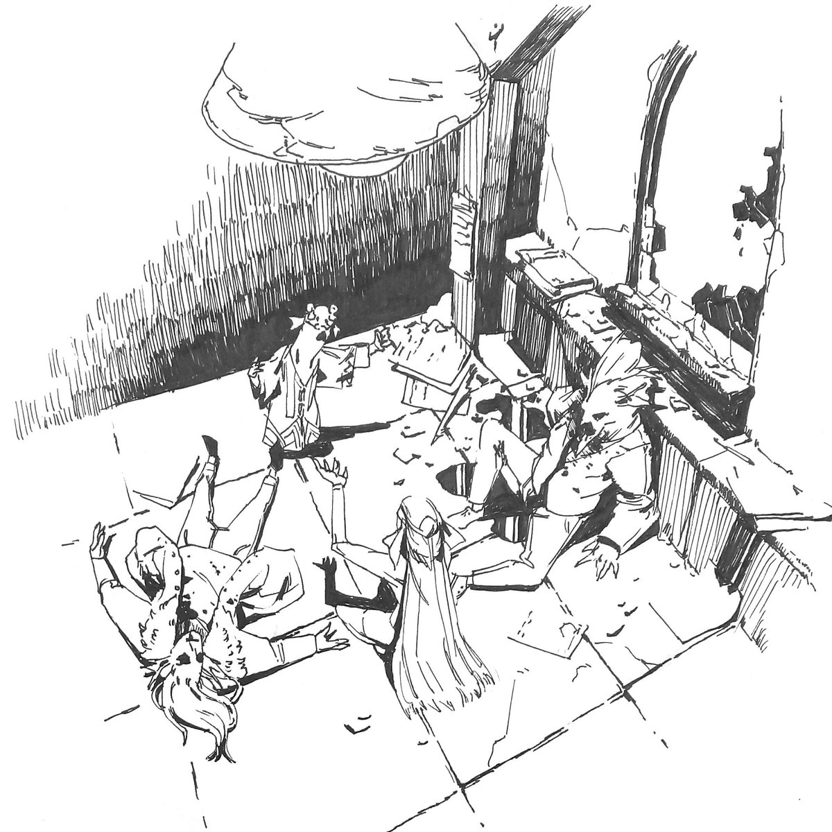 vascomarianoart's tweet photo. Act V: Partnership
#art #drawing #sketch #ink #pen #uniball #black #topdown #perspective #action #talking #blood #fight #blacksludge https://t.co/eOyp9qV3qL