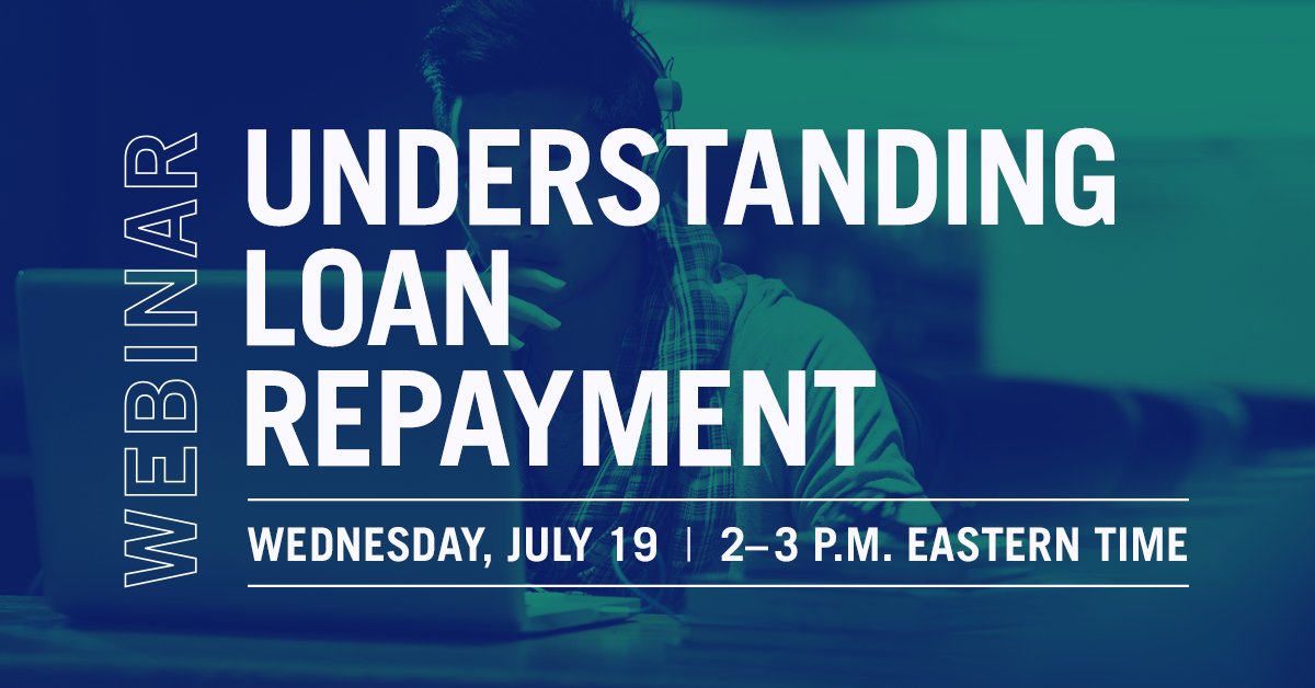 FAFSA's tweet photo. Scratching your head about loan repayment? Today's webinar will help clear things up for you. Register now: https://t.co/eP1FQwriLx https://t.co/C4KHLtTKH0