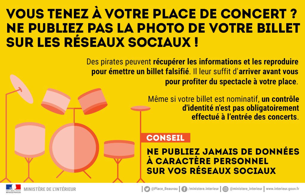 🎟️ Heureux(se) d'avoir obtenu une place ? Ne publiez pas sa photo sur les réseaux sociaux au risque de rester à la porte du concert ! ⬇️