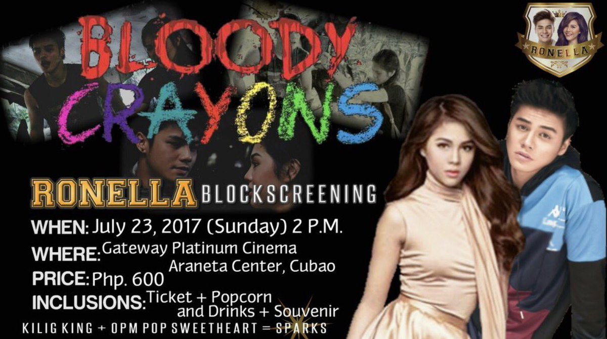 ronniejanella's tweet photo. Ronella Bloody Crayons Block Screening. See you there!!! 💖@iamr2alonte @superjanella @StarCinema https://t.co/pimPu0H33y