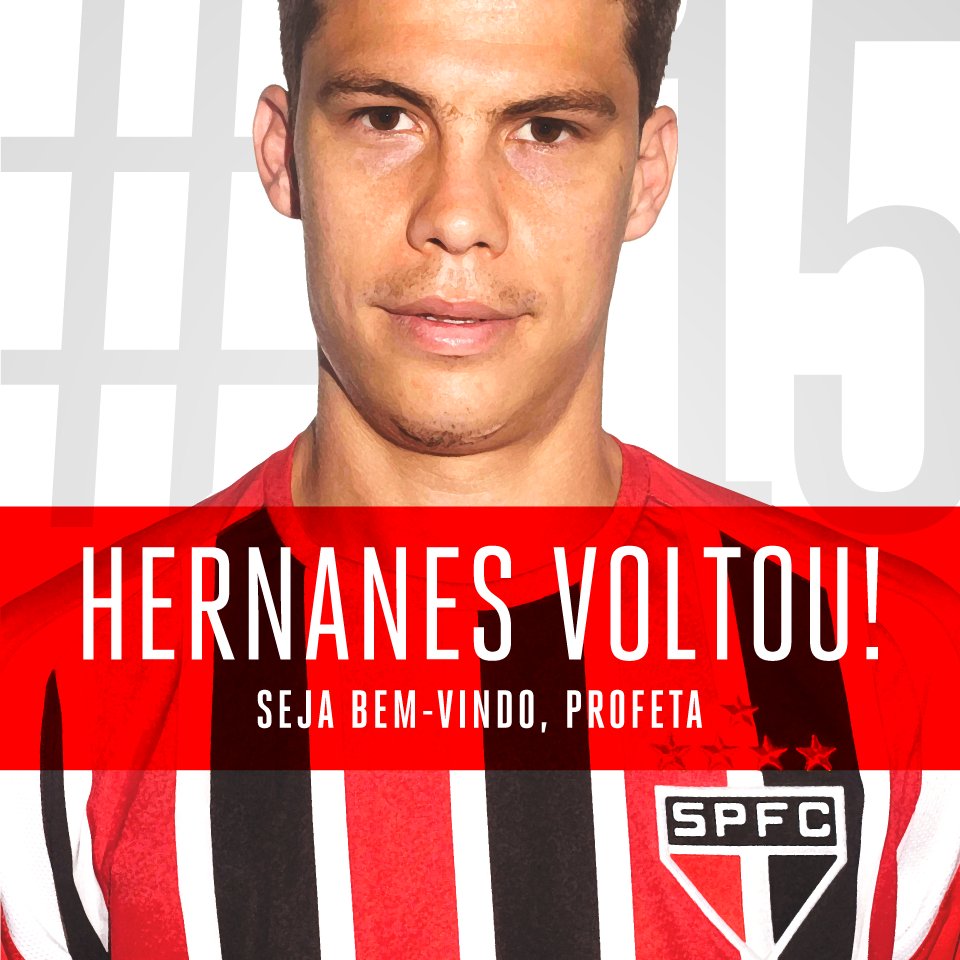 SaoPauloFC_eng's tweet photo. Look who's back! Welcome home, @hernanes! #TheProphetIsBack 🔴⚪️⚫️ https://t.co/TpoIufXFDF