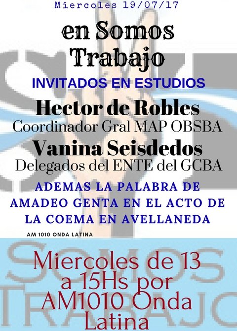 SomosTrabajoPTP's tweet photo. Hoy desde las 13 por @radioam1010
Somos Trabajo #programa363 https://t.co/6BcywVqveg