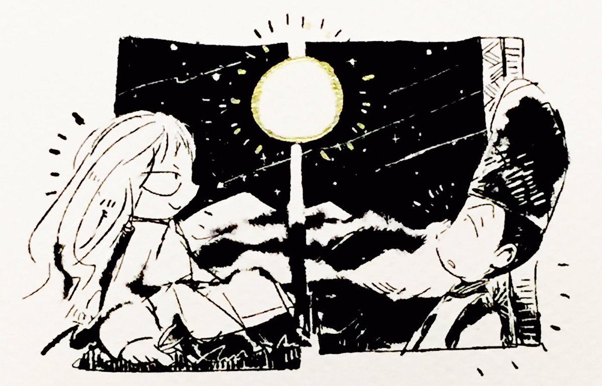 びびぽさん(@bibito_po)に銀河鉄道の夜展のDM頂いたのですが…サプライズ暑中お見舞いが入っていて…?!????公式プロフィールが同い年のふたりいいい
びびぽさんの絵は、人の手の及ばぬ天体や現象を人が理解しようとした歴史、とか想いを馳せてしまいますね。
展示楽しみ!!