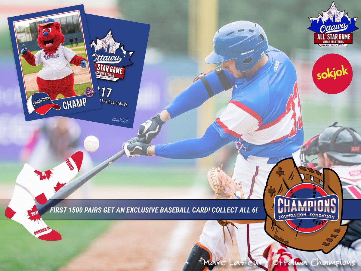 SokJokINC's tweet photo. Only 1500 Exclusive @OttawaChampions Baseball Cards! #OttASG17 https://t.co/O8voVipf1H $2 a pair goes to @OttawaChampsFdn #SupportSports https://t.co/0nDEsGc3GO