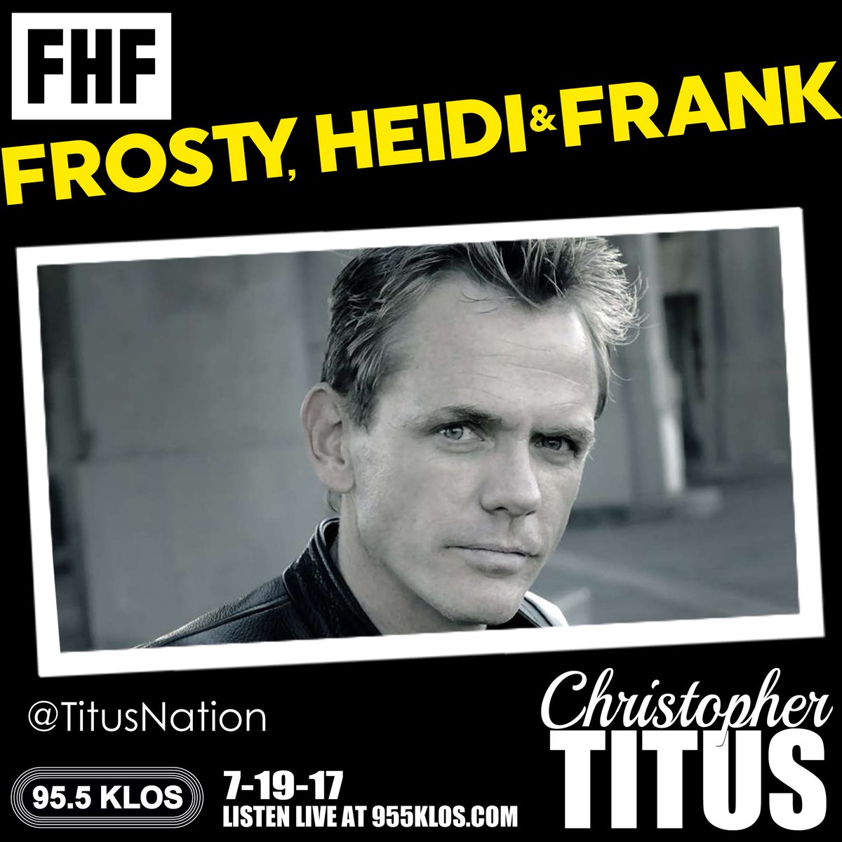955KLOS's tweet photo. Today's @FHFshow: #SadDay in #Music, #GetTheFakeOut, #Healthcare, #ComicCon Starts, #Metallica Song of the Day &amp; @TitusNation at 8am https://t.co/HHJwTNO02o