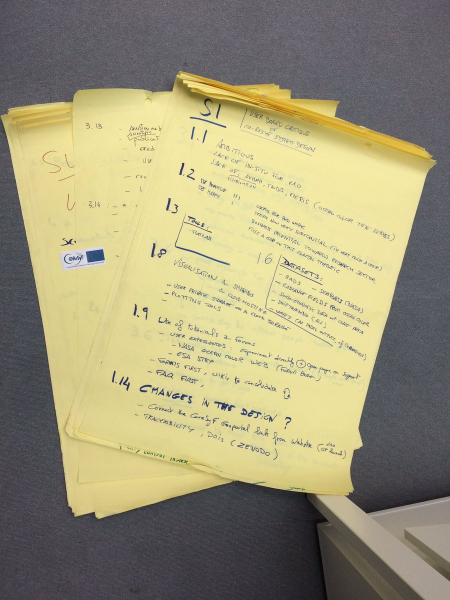 Co_ReSyF's tweet photo. Time to start working through the data. The User and Advisory boards' comments will be used to shape the platform #CoReSyFweek #EO #research https://t.co/MWhXOwdObu