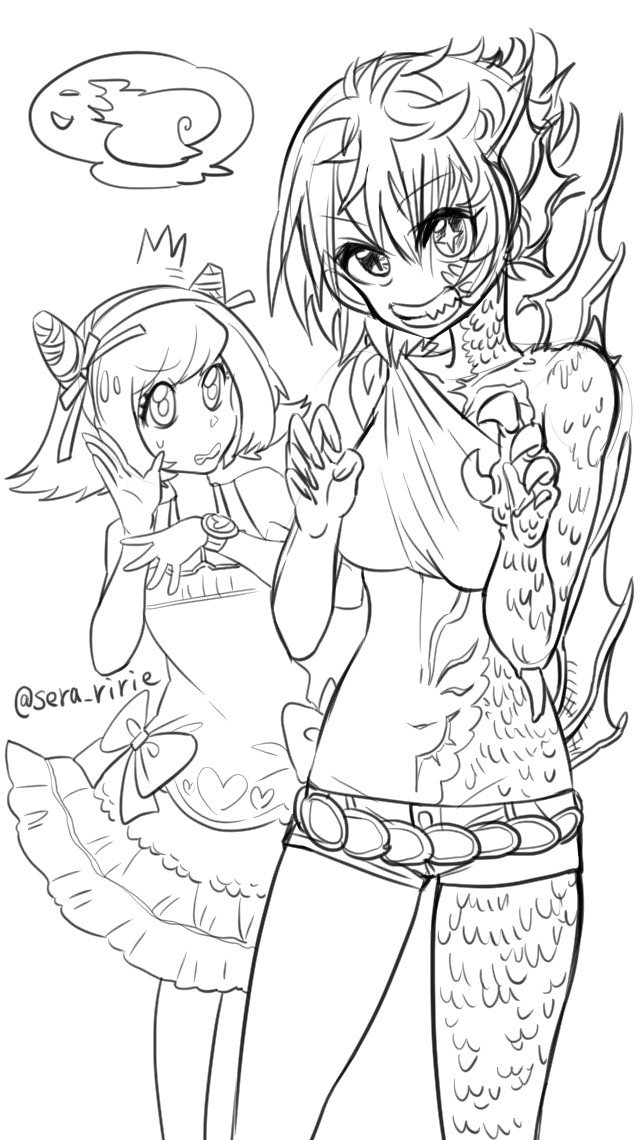 半ドラゴン子ちゃんと半ドラゴン子ちゃんをかくまっている地下ドル子ちゃん。 