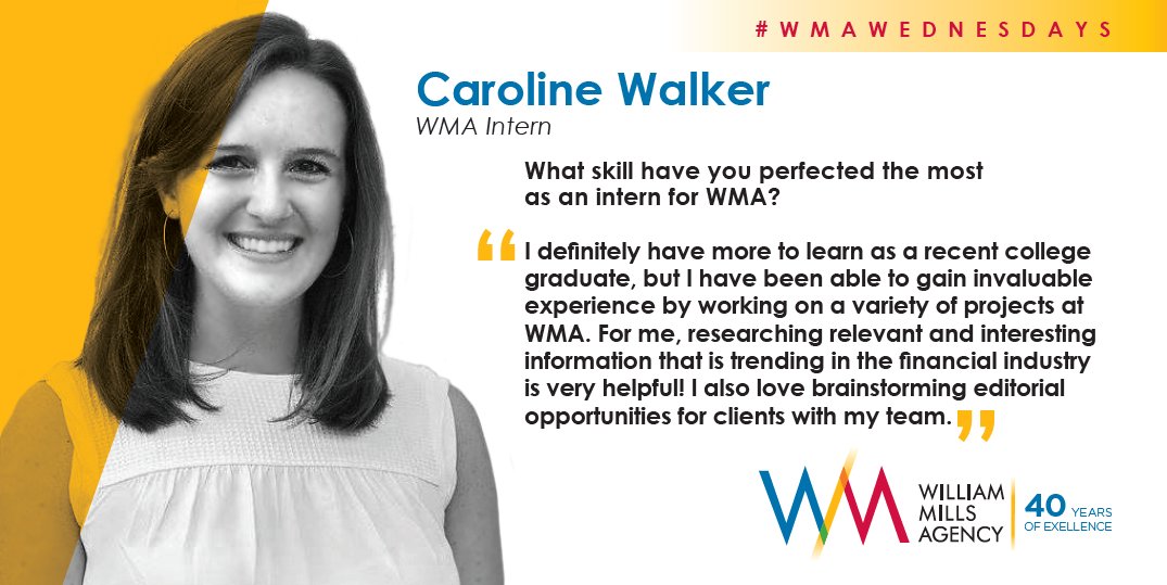 SarahWroble's tweet photo. Today is another triple #WMAWednesdays - First up is #WMAintern Caroline, describing skills she's learned during her time at @wmagency https://t.co/QRNN9OAR2k