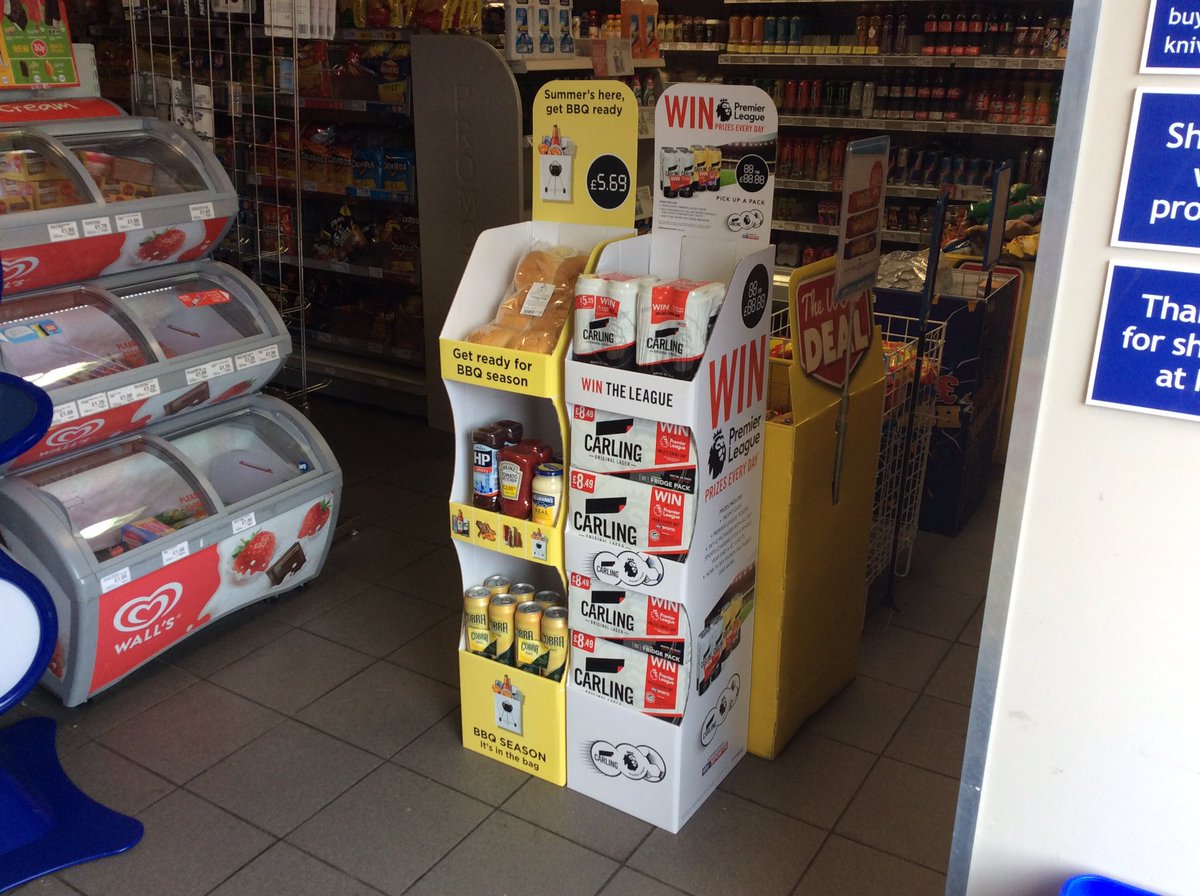 PowerforceMC18's tweet photo. #60secondshop BBQ FSU sited alongside #wintheleague @carling FSU at the store entrance! @MolsonCoors @PowerforceMCNSM @PowerforceMCFM1 https://t.co/My9AMgtLJZ