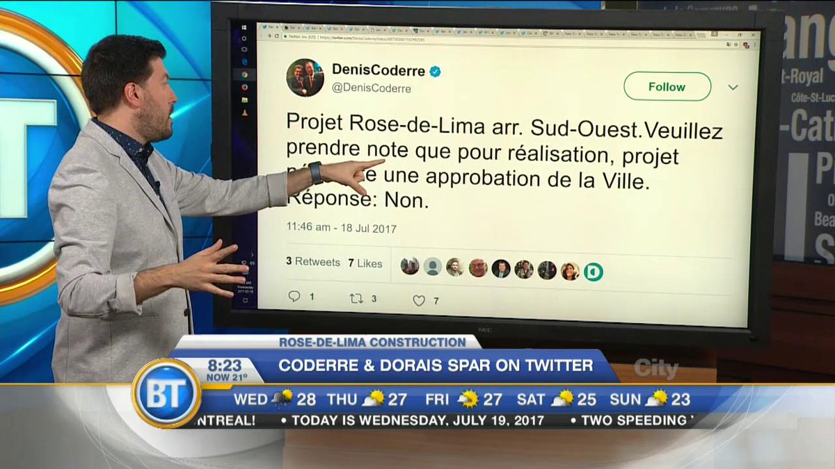 Coderre and Dorais spar on Twitter over Rose-De-Lima street #cmmtl #polmtl https://t.co/mZWU4cYm8x