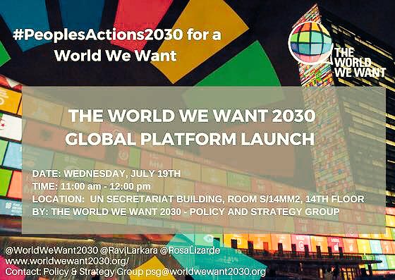 Suaritza's tweet photo. En México estamos list@s p/el lanzamiento de la Plataforma Global @WorldWeWant2030 a favor de la Agenda2030 #PeoplesActions2030 @ravikarkara https://t.co/inFimDqk0J