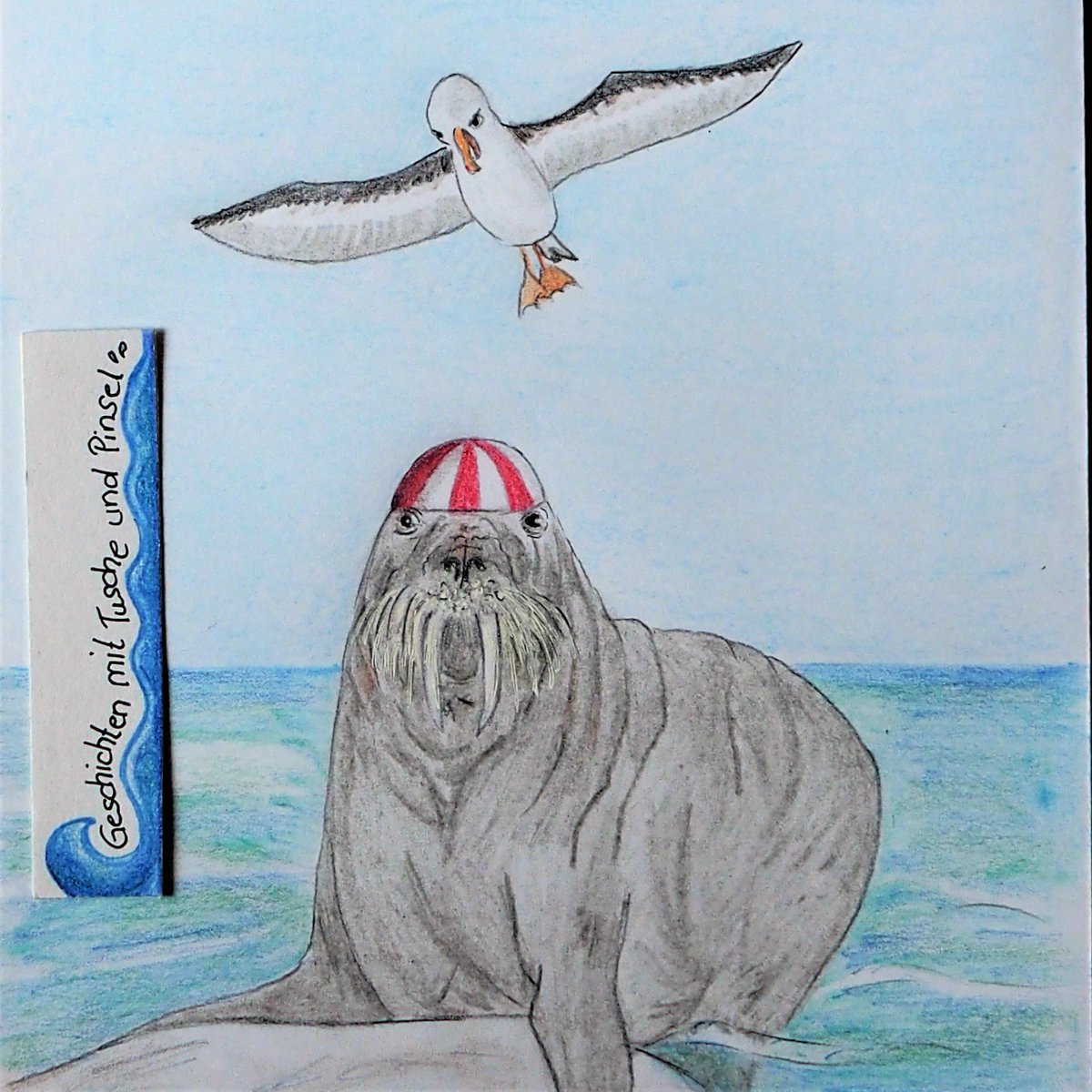 Muschelfinderin's tweet photo. Ich hab dann doch noch die Buntstifte rausgeholt.
#Badekappe #Walross #GeschichtenmitTuscheundPinsel #365DoodlesmitJohanna #dailydoodle https://t.co/M65eKQDTi6