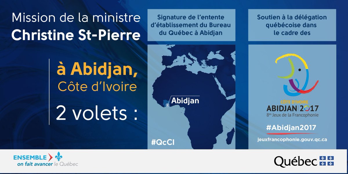 MRIF_Quebec's tweet photo. .@stpierre_ch en Côte d’Ivoire pour préparer l’ouverture du Bureau du Qc +Jeux de la Francophonie #Abidjan2017 #QcCI https://t.co/8YCwyhh5ax https://t.co/jvgiI7NZE7
