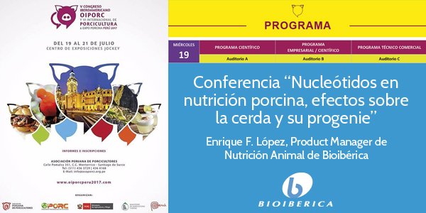 Bioiberica's tweet photo. Hoy a las 15.40h Enrique F. López de @Bioiberica imparte la conferencia "#Nucleótidos en nutrición porcina" #OIPORC
https://t.co/vYswq9HQVd https://t.co/hYXjiYagrB