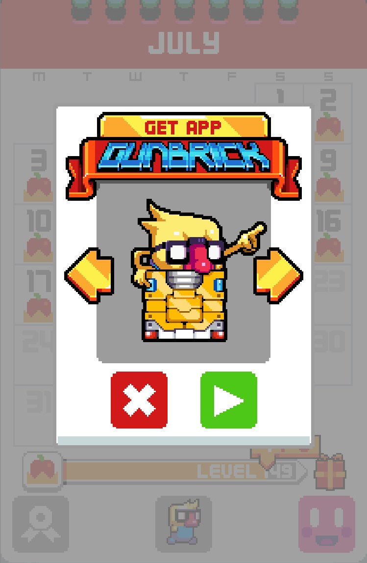 ChiefBradley's tweet photo. Got #Gunbrick guy, from my favorite @Nitrome game. As far as I'm concerned, I've beat #Leapday. 

…still gonna' play it though. A lot. https://t.co/HbMKTMeynx
