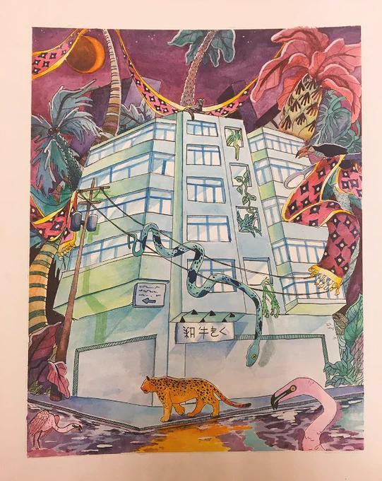 A glass animals inspired piece for my Design final! done with pen and India ink. 