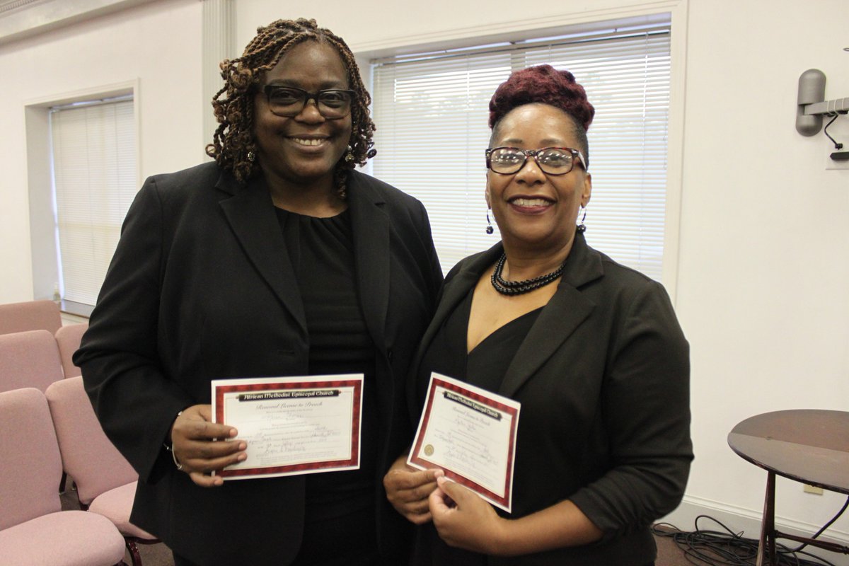 waymanmin's tweet photo. Mins Karen Thomas & Cynthia Jackson rec'd renewed license from Dist. Elder Eugene Moseley @ Quarterly Conf. last night. #WaymanMinistries https://t.co/oxp0MnEWDF