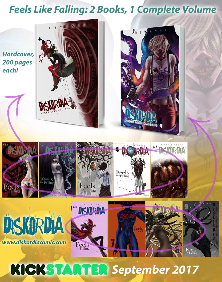 Rivenis's tweet photo. The Diskordia Book 2 Kickstarter is coming in just a few weeks. Each book is a hardcover with 200 pages. Mark your calendars #indiecomics https://t.co/dUaR48wcI5