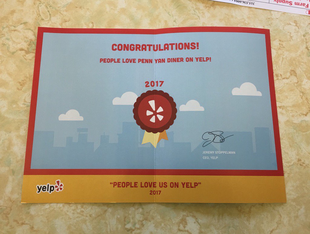 PennYanDiner's tweet photo. Look what we got in the mail today! I feel the LOVE! Thank you #love #Yelp #bestofupstateny #diner #flx #keukalake https://t.co/auDK92tStL
