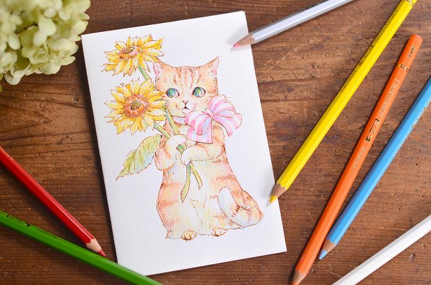 Laura 2 22猫スイーツbook発売 Lauraのブログ 猫のグリーティングカード T Co Sdf4dtoxm6 イラスト 絵 色鉛筆 手作り グリーティングカード ネコ 猫 ねこ Neko 産経学園吉祥寺 吉祥寺産経学園 ハンドメイド 暑中見舞い T