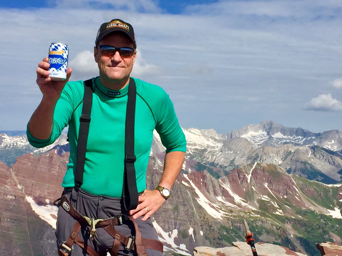GMcCarthyLawyer's tweet photo. Brother Bill Mateja atop Maroon Bells with Lawktoberfest from @LegalDraftBeer #CraftBeer #drinklocal #climblocal https://t.co/oDW4SCwMX7