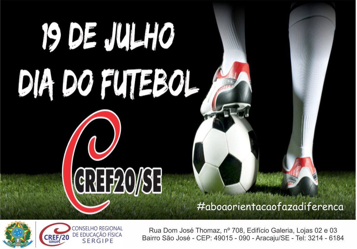 cref20_se's tweet photo. 19 de Julho - Dia Nacional do Futebol. #cref20 #sergipe #aboarientacaofazadiferenca https://t.co/CObKyJzHtc