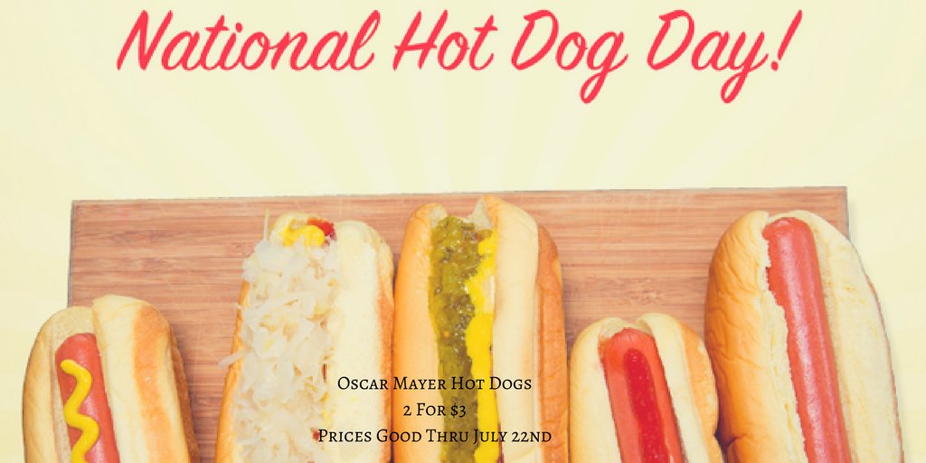 MillerSonsSuper's tweet photo. How Do You Like Your Hot Dog?
#mustard #ketchup 
#NationalHotDogDay https://t.co/nh94u6SYbs