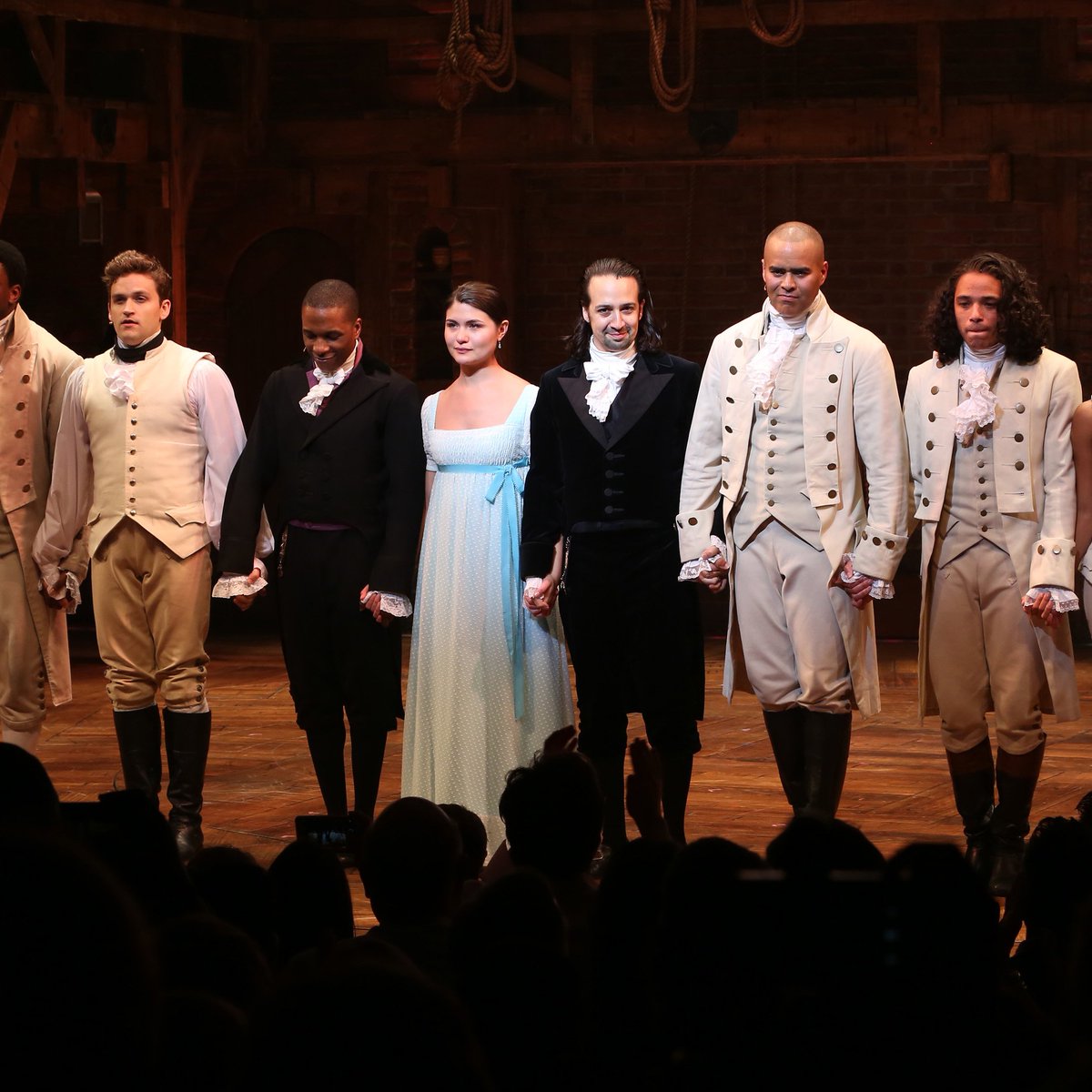 nytix's tweet photo. #WaybackWednesday the cast of @HamiltonMusical take their last bow with @Lin_Manuel #Hamilton #hamiltonmusical https://t.co/QJXmxVPc7f