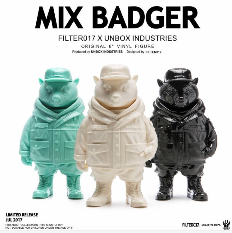 toysrevil's tweet photo. #toynews #onTOYSREVIL: https://t.co/NsDIVeLaaT MIX BADGER by #Filter017 @Filter017CL x #UnboxIndustries for July 22nd Pre-Order #vinyltoy https://t.co/MkDt9Fqo1M