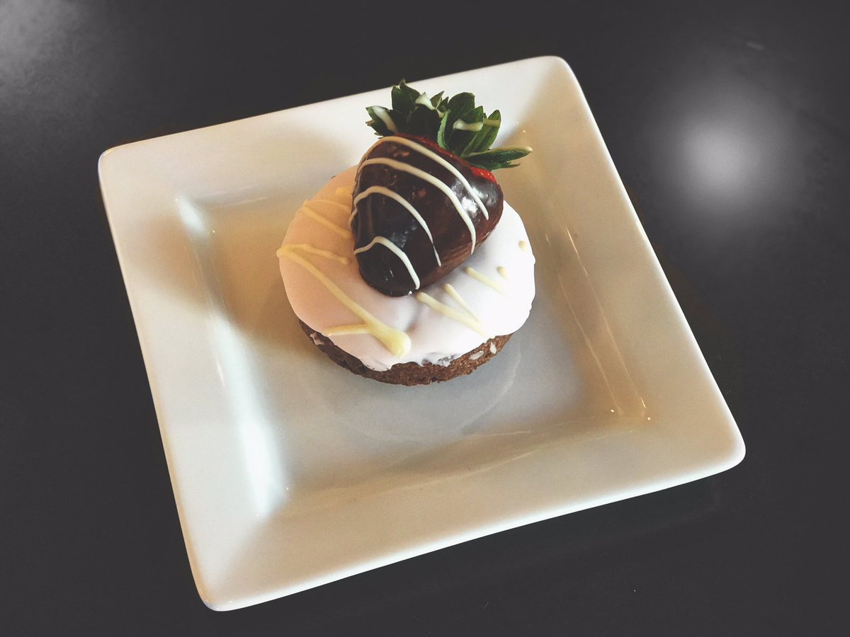 Doughnut of the Day!

Today we have a chocolate cake doughnut w/ strawberry vanilla icing + a Nitro Cold Brew chocolate covered strawberry 🍓