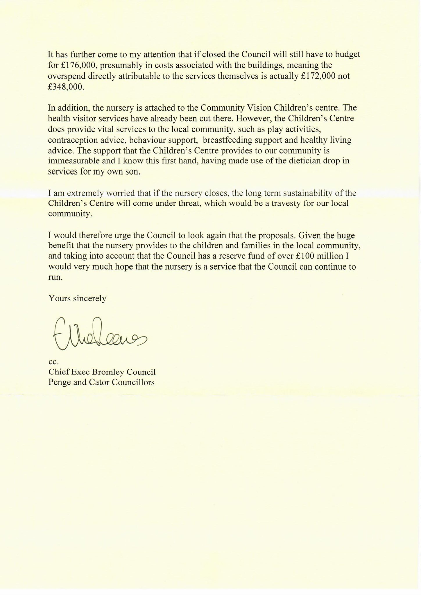 Ellie Reeves My Letter To The Leader Of Bromley Council Requesting Him To Reconsider The Proposals To Close Down Community Vision Nursery In Penge T Co Fxoe5zljns