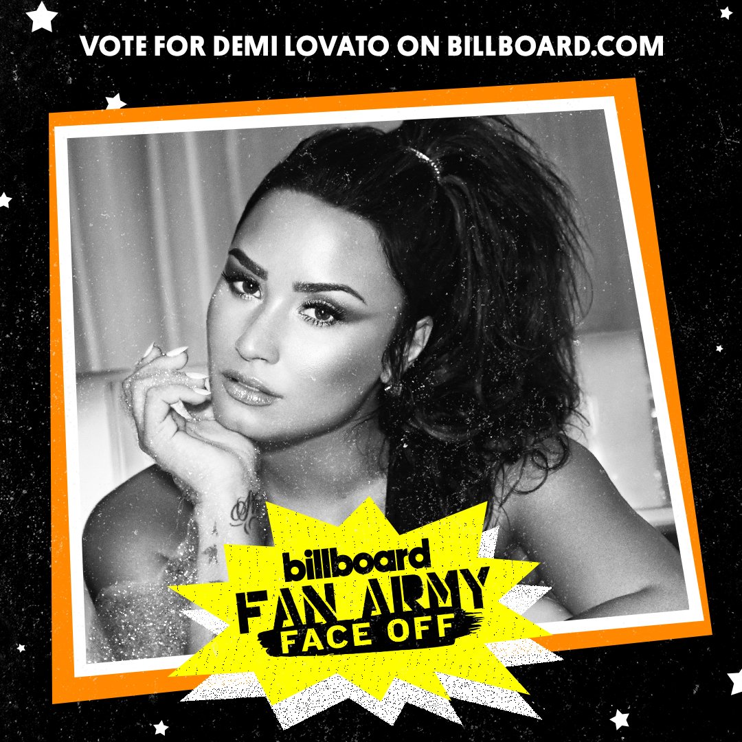 billboard's tweet photo. Vote! Demi Lovato’s #Lovatics v. Wiz Khalifa’s #Taylors https://t.co/YzgcT7Kimq
#FanArmyFaceOff https://t.co/AkNjOlGvVV
