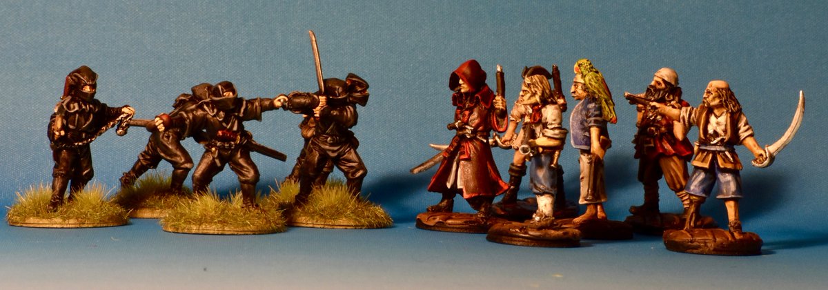 TableTopDave's tweet image. I was taking pics for unit cards, and I decided to do a group shot.  Pirates vs Ninjas @strategicon Sept 3, #OpenCombat @second_thunder