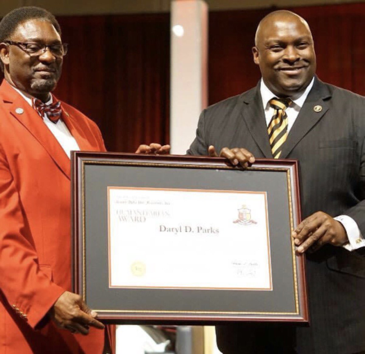 ParksLawLLC's tweet photo. Attorneys @parksesq and @AttorneyCrump receive the @kapsi1911's National Humanitarian Award at the fraternity's annual Conclave. #Klave17 https://t.co/HqqJBcpsU6