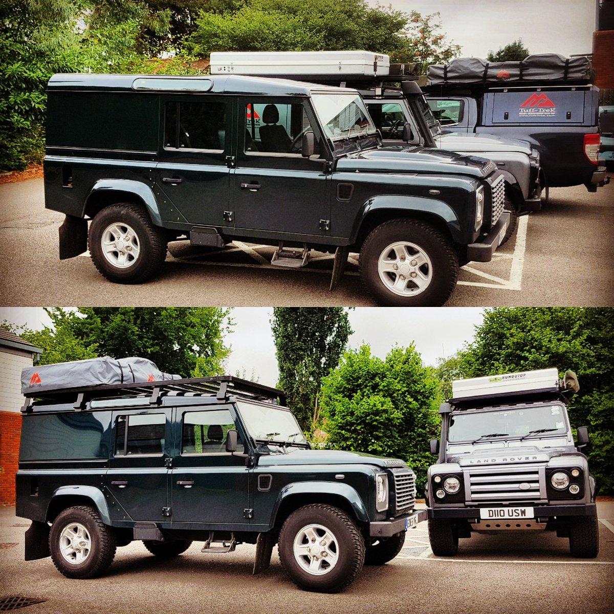 TuffTrek's tweet photo. Last Customer before Kelmarsh LR Show! 110 USW in for #frontrunner Slimline 2 Rack & #tufftrek Roof Tent & Awning! #frontrunnereuro https://t.co/cU4MfRsFhk
