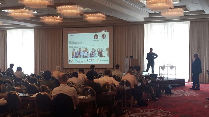 BiolinSci's tweet photo. At @alarictaylor talk at #ecof15. #bioinspired #motheye #nanoparticle #selfassembly #smartwindows https://t.co/2dV7fsA0xs