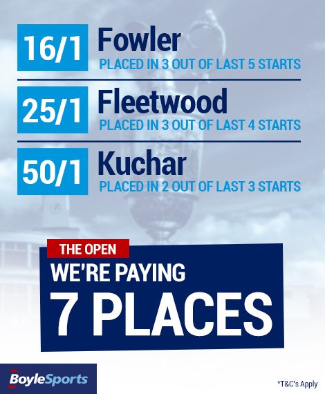 BoyleSports's tweet photo. RT & REPLY
and you could #Win a free €/£50 bet by predicting the winner of the #TheOpen! Use #BoyleOpen https://t.co/7CbaaEnByA