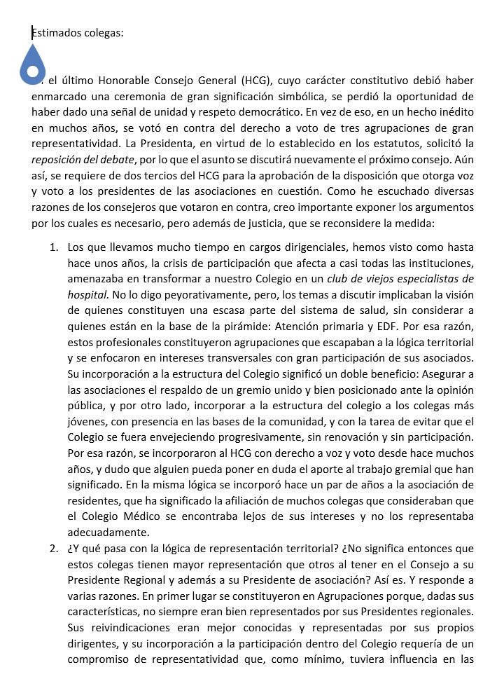 neuro_p_salinas's tweet photo. Colegas: recibí esta carta que me permito hacer pública @MgzChile @medicosapschile @residenteschile https://t.co/r5kY1oqOx7