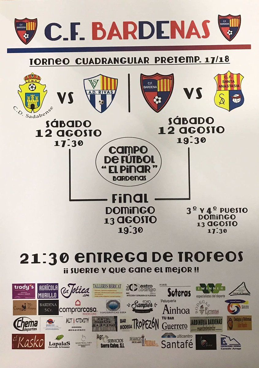 Comienzo de la pretemporada 17/18 con un gran torneo cuadrangular.No te lo puedes perder.Ven animar, Aúpa Bardenas!!