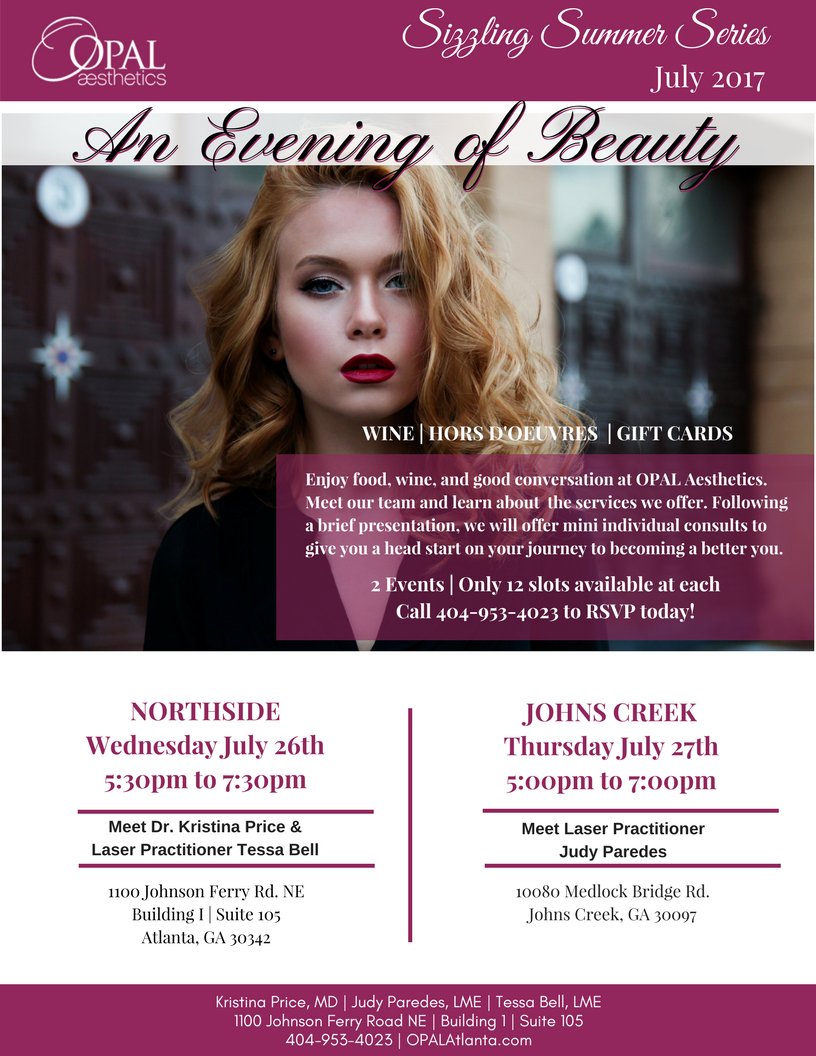 OPALAesthetics's tweet photo. This time we're bringing our Evening of #Beauty event to two locations! Meet Dr. Price and our estheticians over #wine and hors d'oeuvres 🍷🎀 https://t.co/cN8CZlVxva