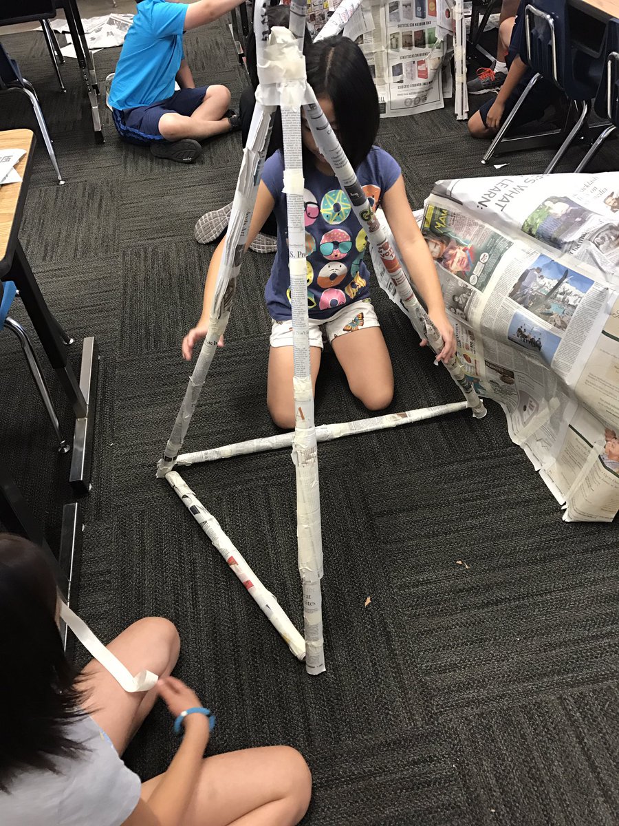 MrsKitteringham's tweet photo. Collaborating to make free-standing structures with newspaper and tape @AEF_Summer #elementaryengineering https://t.co/BxFmgbq8lp