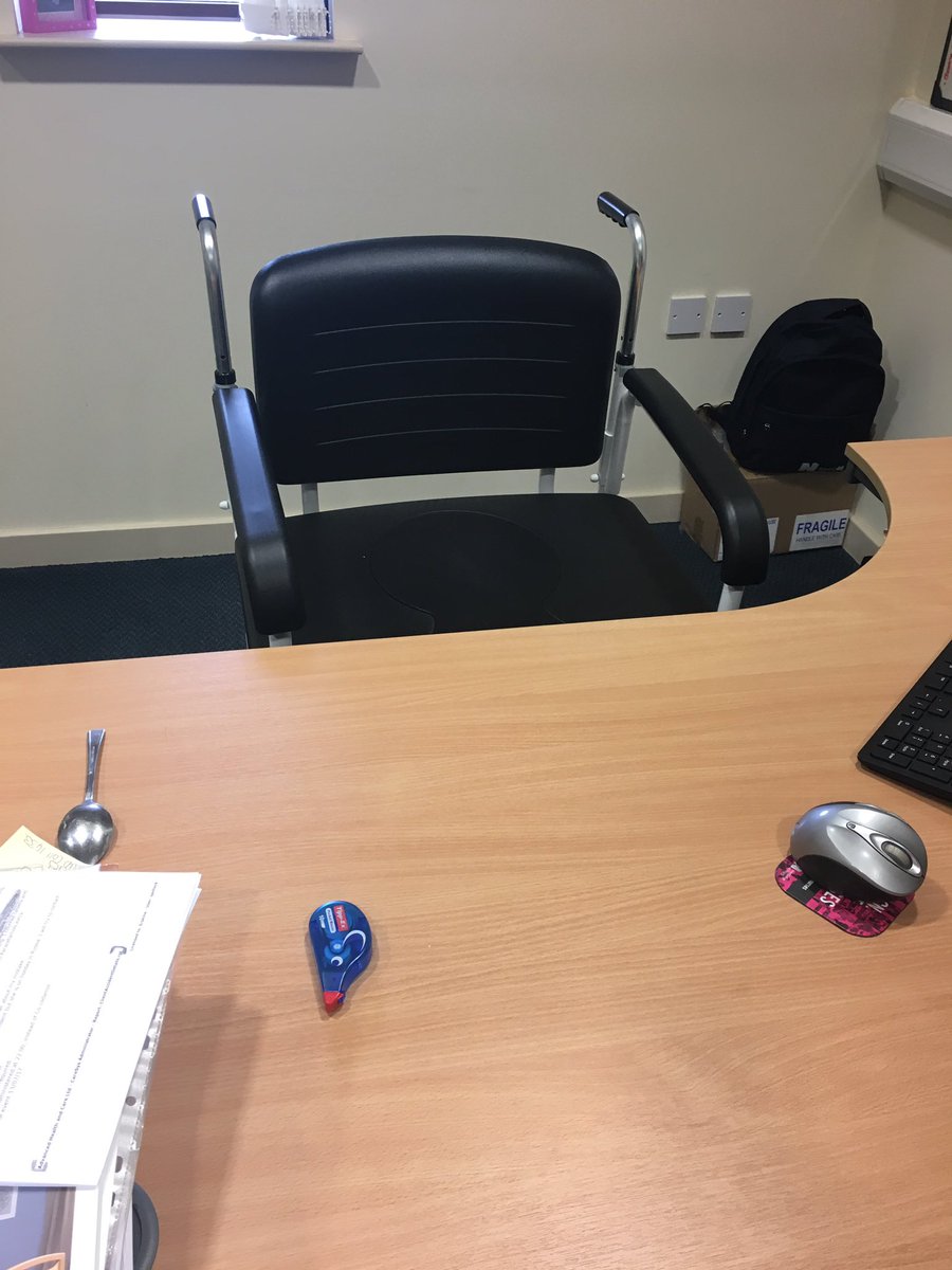 dtbarron's tweet photo. Showing what a supportive boss I am, I've got you a new chair @Pollybird1 🤔 cuts down need for toilet breaks #getmoreworkdone 😳 @weejenn38 https://t.co/gY0C06Ij2Z