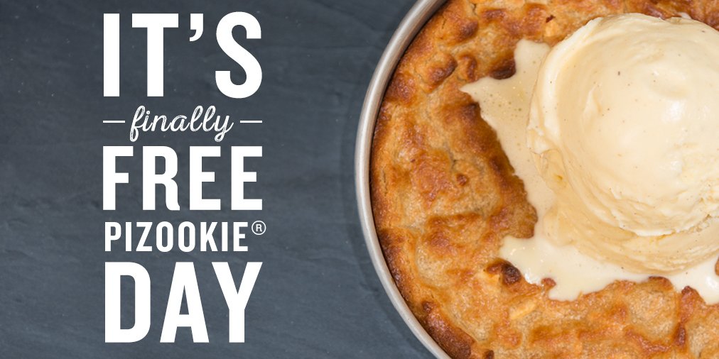 bjsrestaurants's tweet photo. There's no excuse now … Free Pizookie® Day is here. Get a free Pizookie® with any $9.95 food purchase† More Details: https://t.co/VNaMhZOK2A https://t.co/1pYC3M2QUD
