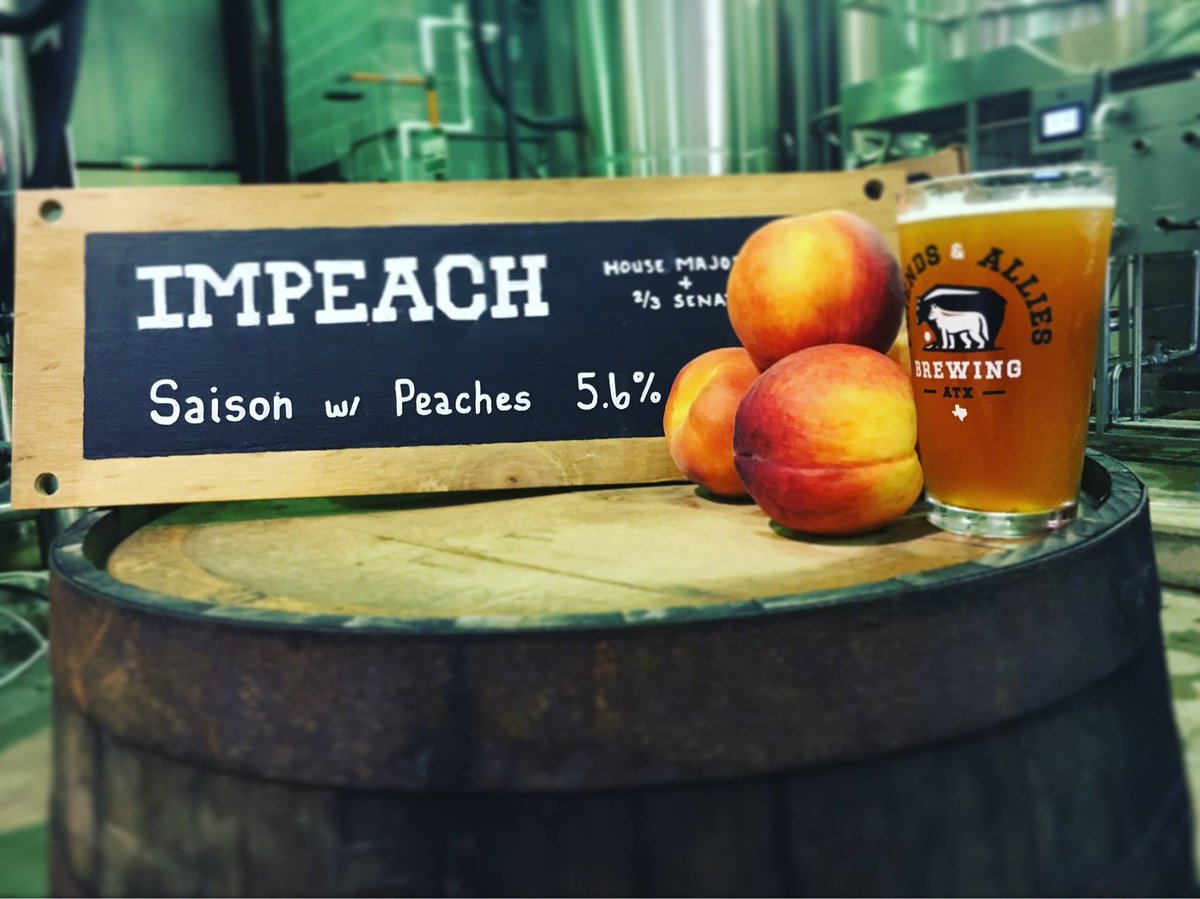 A new beer from <a href="/F_and_A_Brewing/">Friends and Allies</a>, Impeach Peach Saison, takes a jab at President Trump.  atxne.ws/2vCraBp