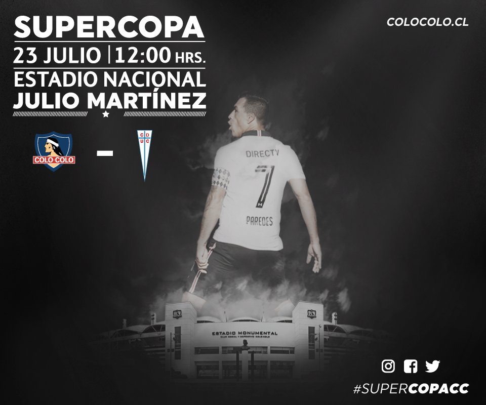 ColoColo's tweet photo. ¡Todos juntos este domingo por la Supercopa!
#VamosColoColo #SuperCopaCC https://t.co/oivmfmpDtb