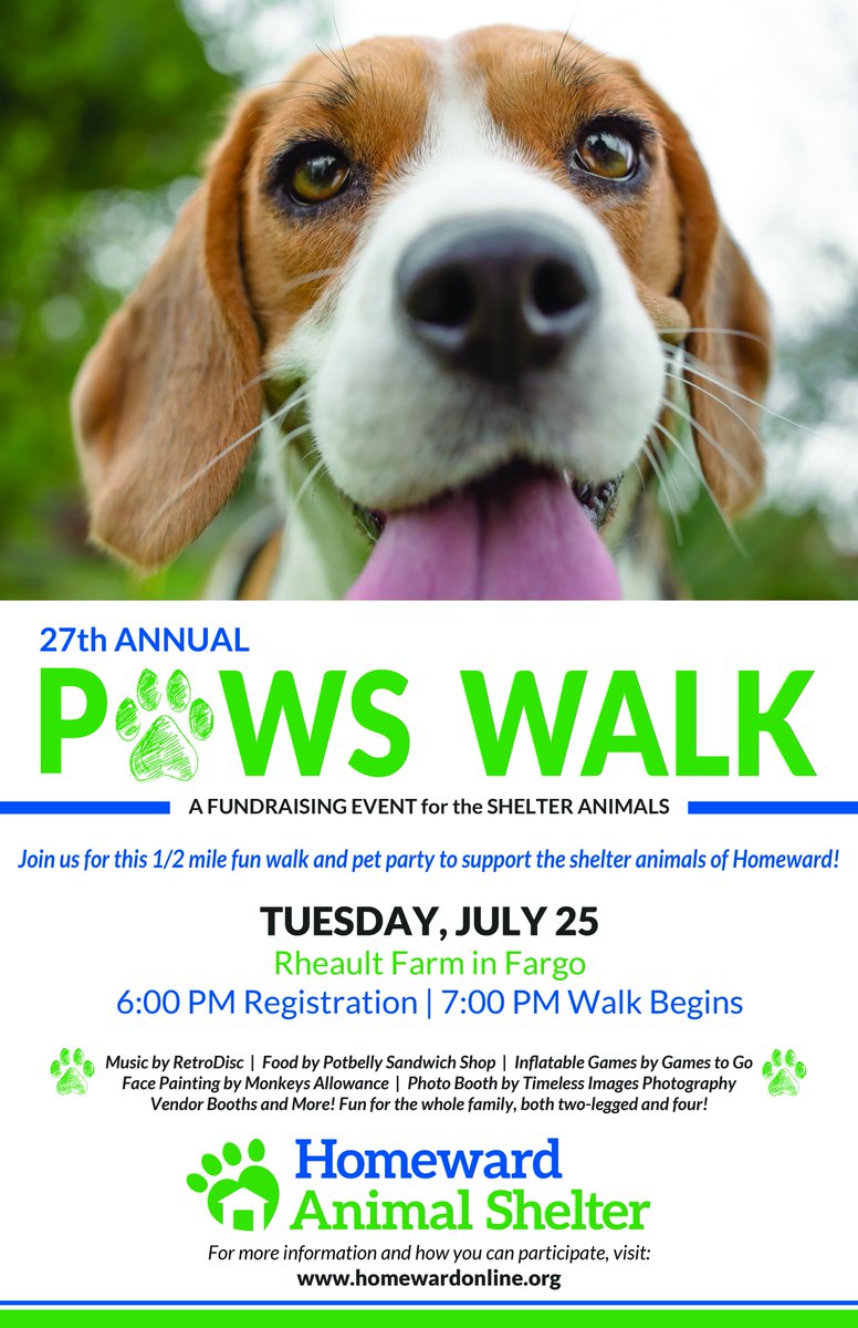 #StrideForStrays at #PawsWalk17 on Tuesday, July 25 at Rheault Farm! Join the #PetParty to support the #ShelterPets! homewardonline.org/paws-walk-2017/