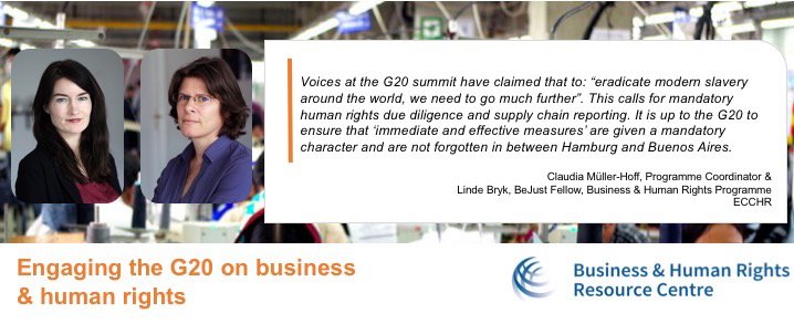 BHRCmedia's tweet photo. The importance of mandatory #humanrights #duediligence &amp; #supplychain reporting following #G2017: https://t.co/QWxwGIBL4n https://t.co/8MdGKiKsyq