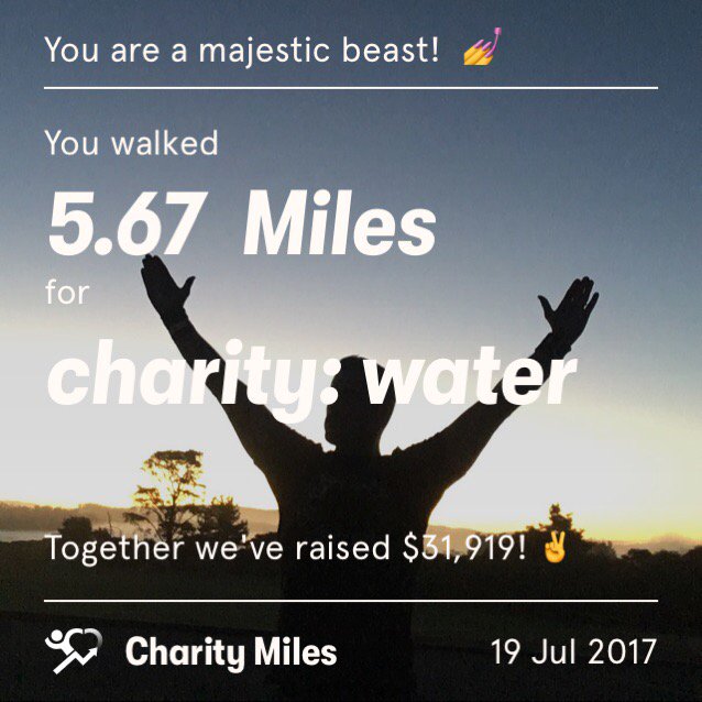 1972TheCrow's tweet photo. 5.7 @CharityMiles for @charitywater. Thx @ThriveMkt for sponsoring me! https://t.co/aL9VF3FViV https://t.co/kukrRyBnrf