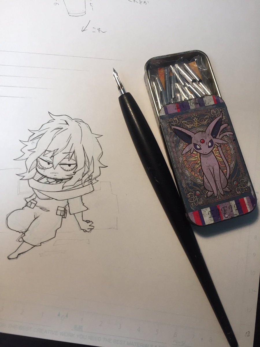 へこたろ ａホール シ45a 13 丸ペン タチカワ 主線は人物も背景もタチカワの丸ペン でやってます 筆圧強めなので少し筆先の短めで固いタチカワがとても使いやすい レタリングゾルと合わせて使うのでペン入れしたあと割とすぐ消しゴムかけられる